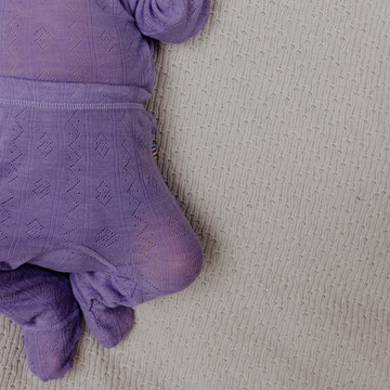 Footed Baby Pants - Wool & Silk - Pointelle - Purple