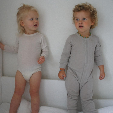 Tothemoon ☾ - Sleep suit - 2 in 1 Foot - Wool & silk - Needle pattern - Dove