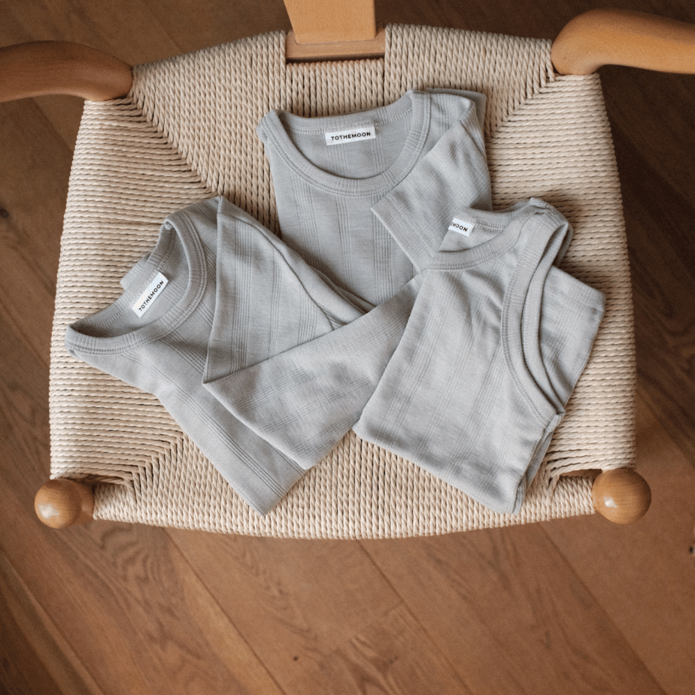 Tothemoon ☾ Tothemoon ☾ - Shirt - Long sleeve - Wool & silk - Needle pattern - Dove Clothing 86/92