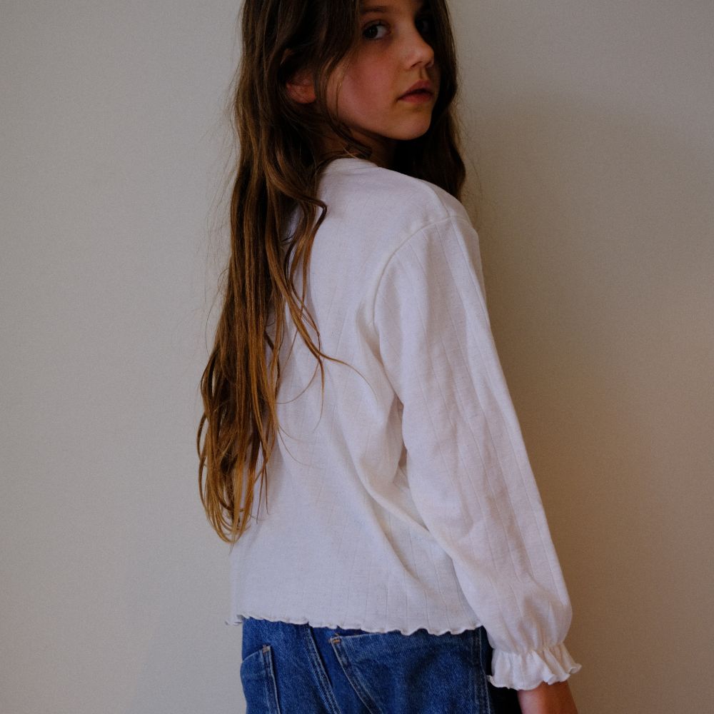 Tothemoon ☾ Tothemoon ☾ - Shirt - Wide fit - Long sleeve - Piquette cuffs - Wool & silk - Pointelle Clothing 86/92