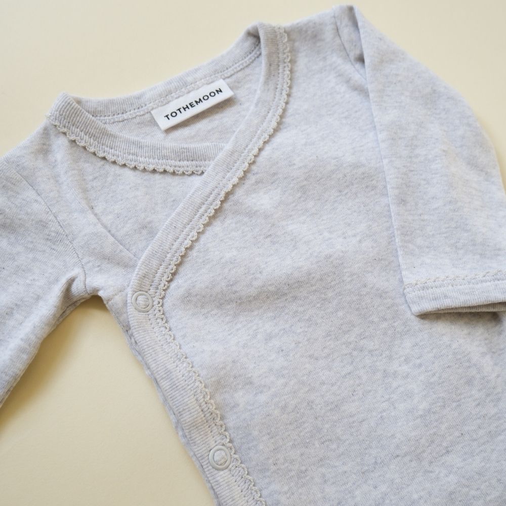 Tothemoon ☾ - Cross-over body - Long sleeve - Organic cotton - Light grey