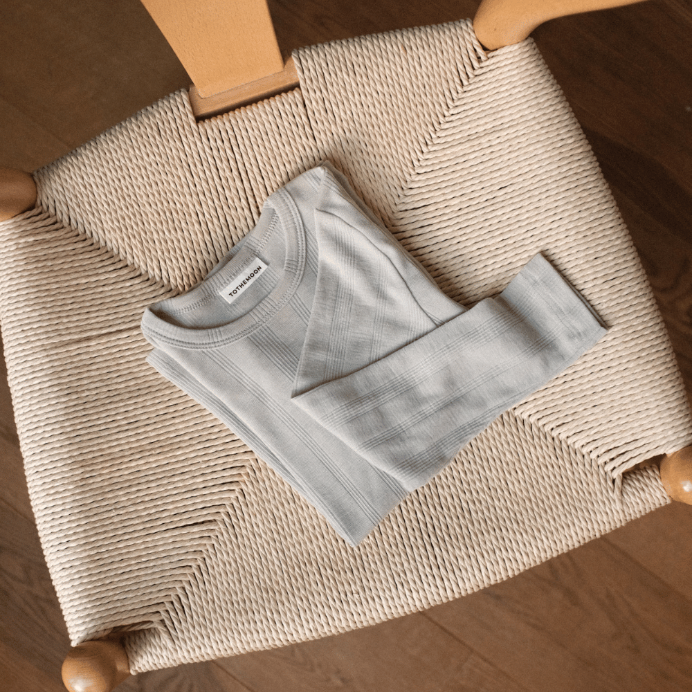 Tothemoon ☾ Tothemoon ☾ - Shirt - Long sleeve - Wool & silk - Needle pattern - Dove Clothing 86/92