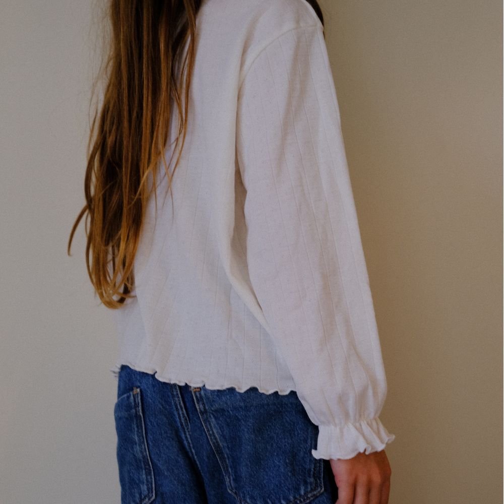 Tothemoon ☾ Tothemoon ☾ - Shirt - Wide fit - Long sleeve - Piquette cuffs - Wool & silk - Pointelle Clothing 86/92