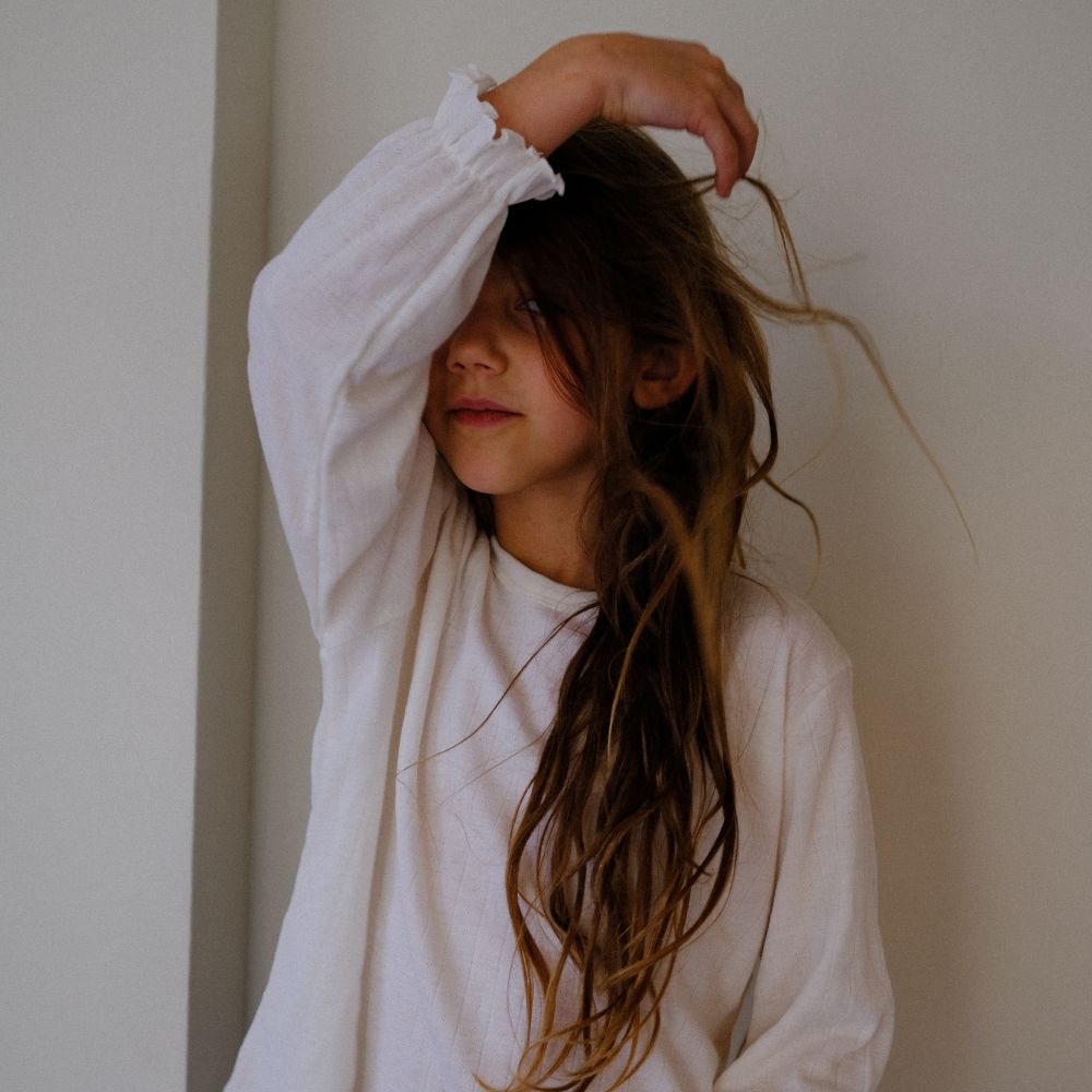 Tothemoon ☾ Tothemoon ☾ - Shirt - Wide fit - Long sleeve - Piquette cuffs - Wool & silk - Pointelle Clothing 86/92