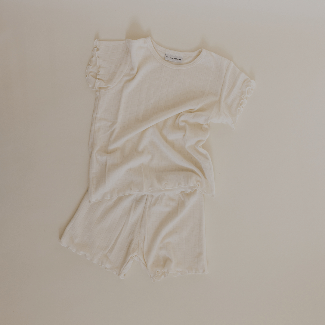 Tothemoon ☾ Tothemoon ☾ - Shirt - Short sleeve - Curled ends - Wool & silk - Pointelle - Previous design Clothing 86/92