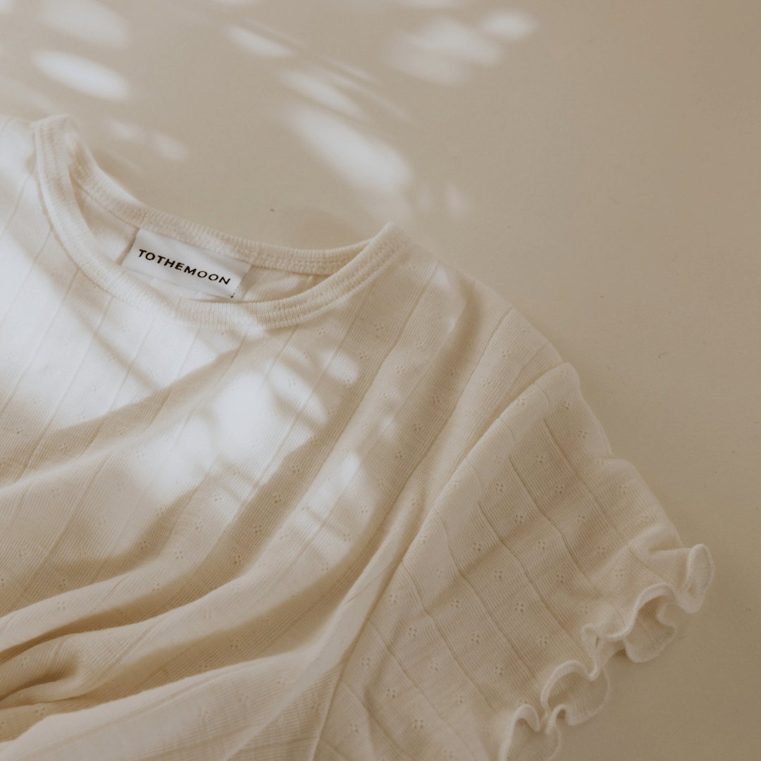 Tothemoon ☾ Tothemoon ☾ - Shirt - Short sleeve - Curled ends - Wool & silk - Pointelle - Previous design Clothing 86/92