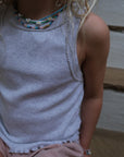Tothemoon ☾ - Cropped top - Curl finish - Organic cotton - Light grey