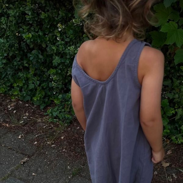 Ziggy dress - V-shaped back - 100% Cotton - Handmade in Holland - Charcoal