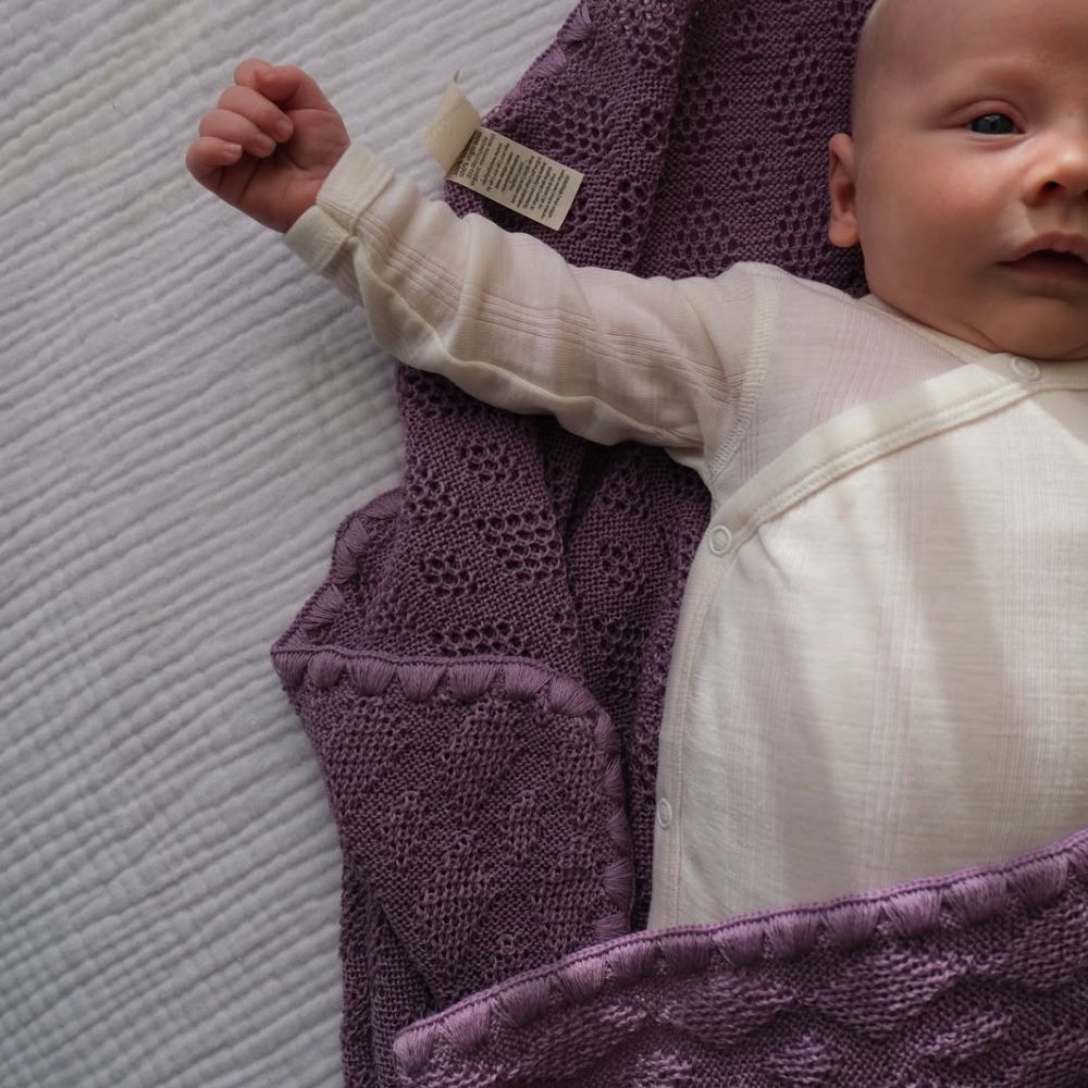 Baby blanket - 100% Merino wool - Lilac