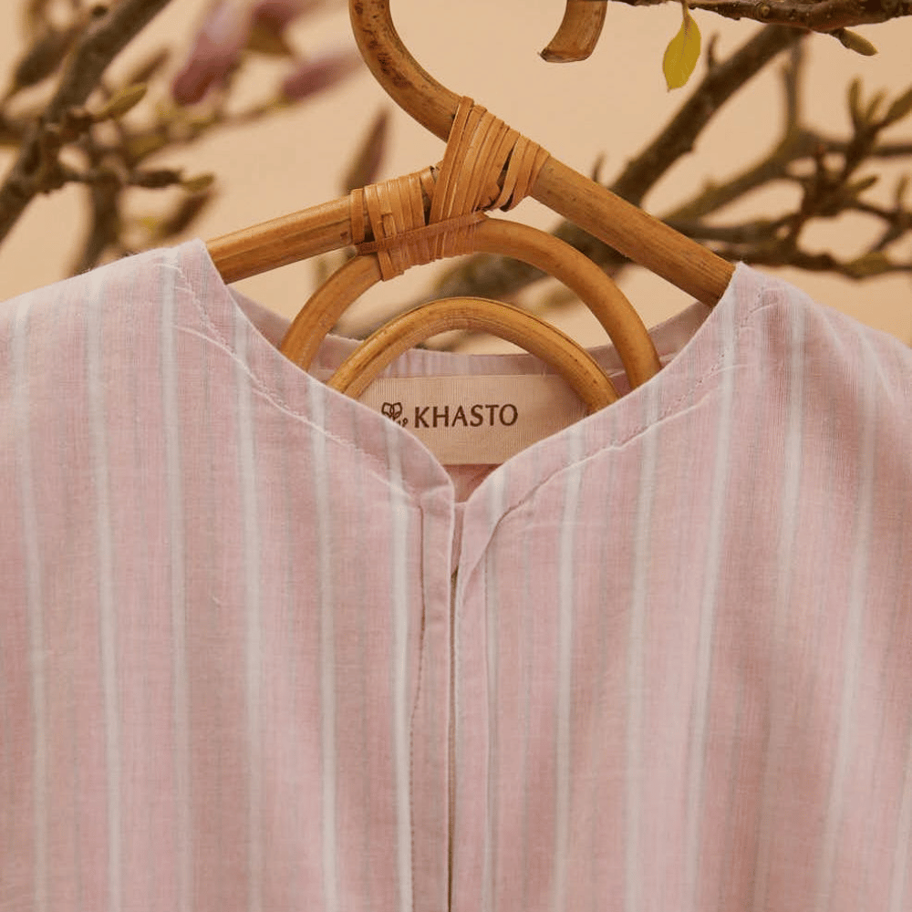 Khasto Baby Sleeping Bag - Organic Cotton sleeping bag 80cm / Jaipur Red Stripe