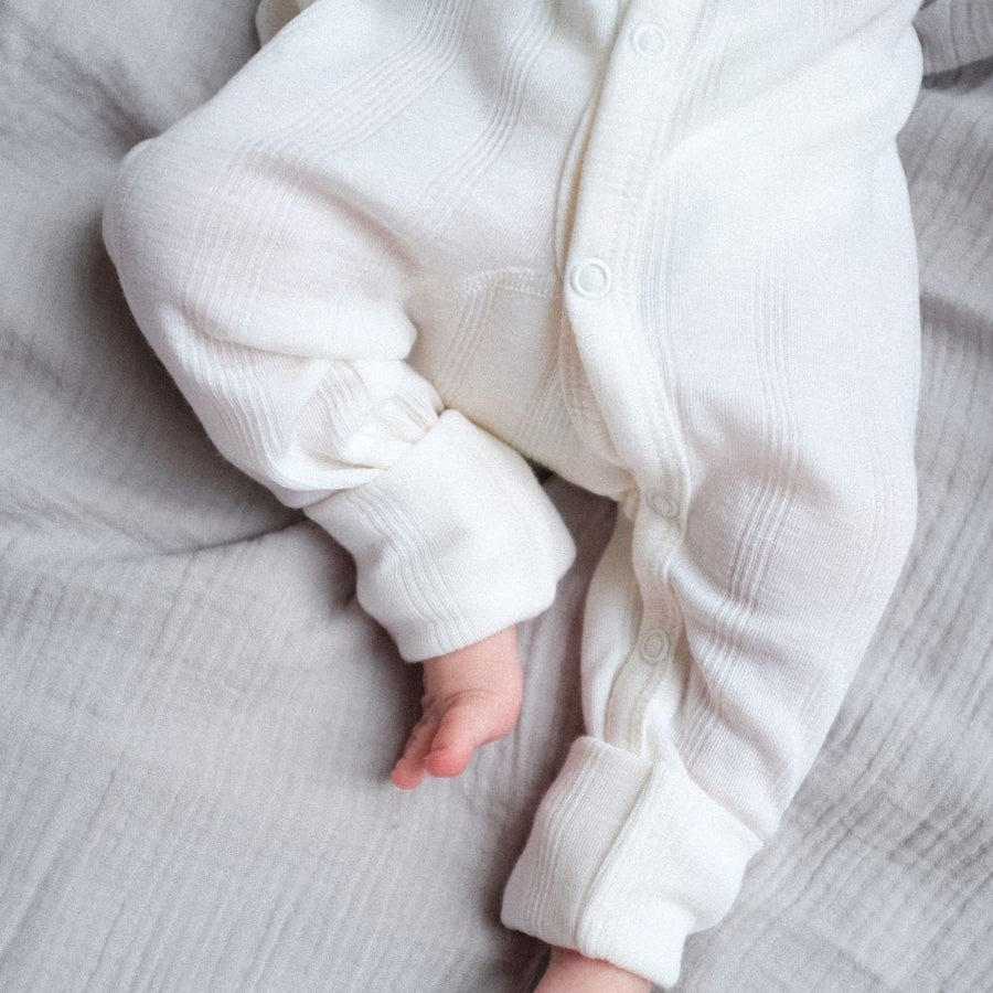 Tothemoon ☾ - Sleep suit - 2 in 1 Foot - Wool & silk - Needle pattern - Natural