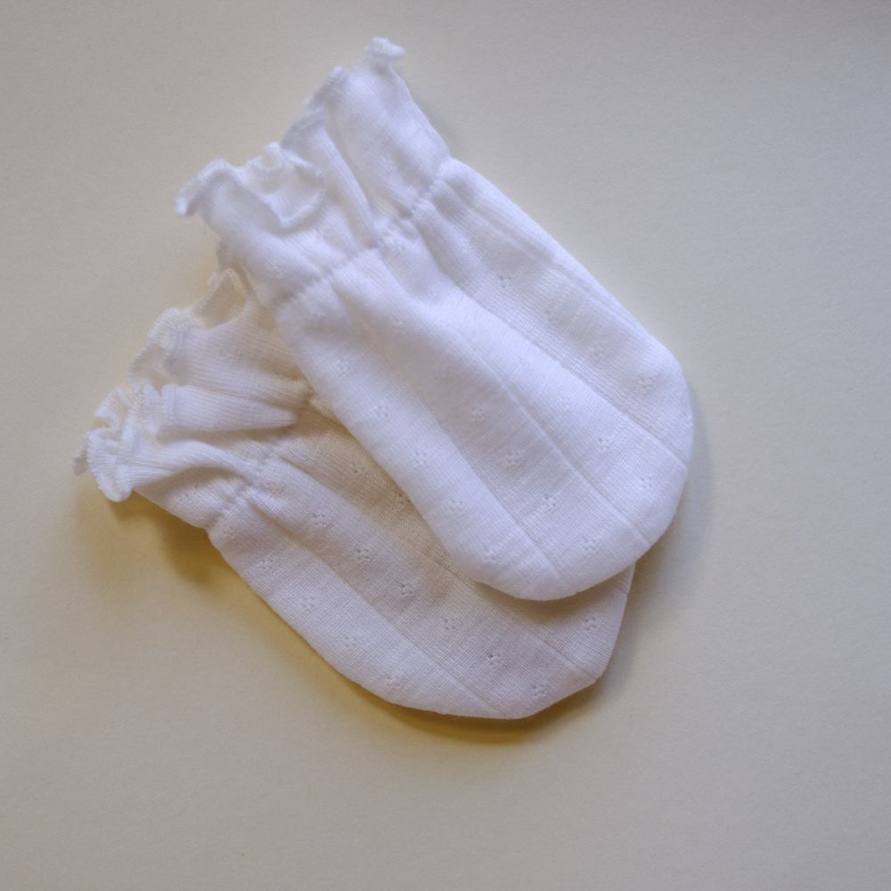 Tothemoon ☾ Tothemoon ☾ - Newborn Scratch Mittens - Wool & Silk - Pointelle Accessoires Default Title