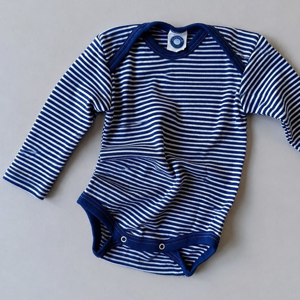 Body - Long sleeve - Wool & Silk - Striped Navy blue