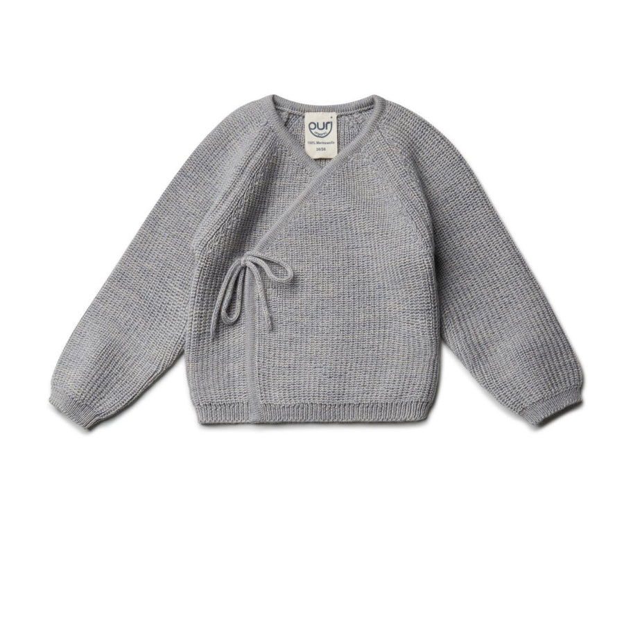 Wrap Around Cardigan - 100% Merino wool - Grey Melange