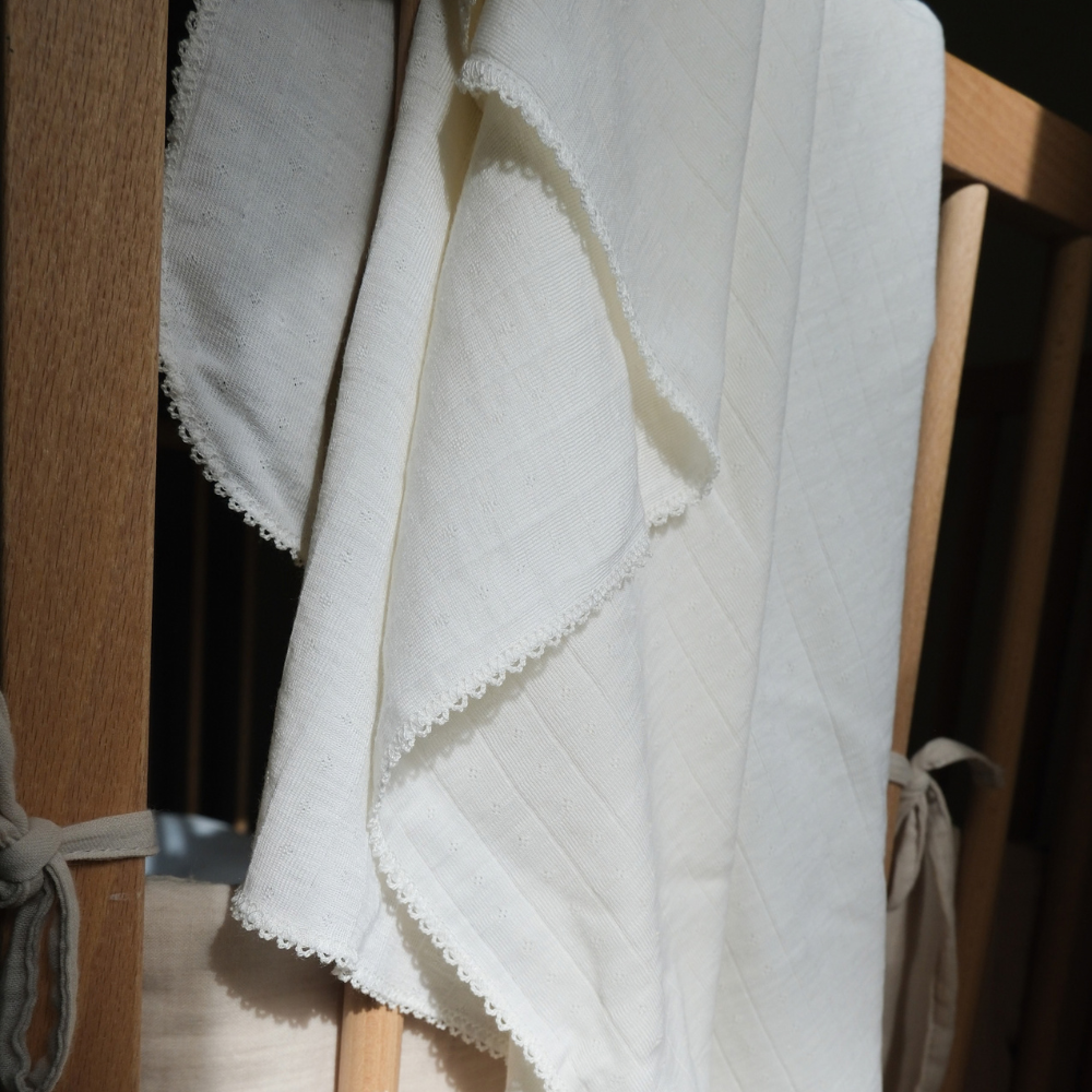 Baby blanket - Wool & silk - Pointelle