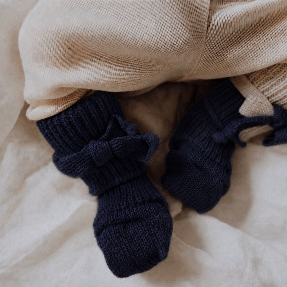 Newborn socks - 100% Organic Wool - Marine