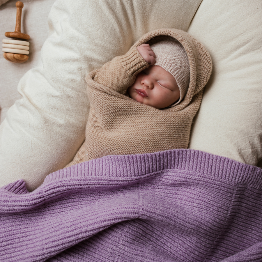 Hvid Gaston deken - 100% Merino lamswol - Zeer dik gebreid