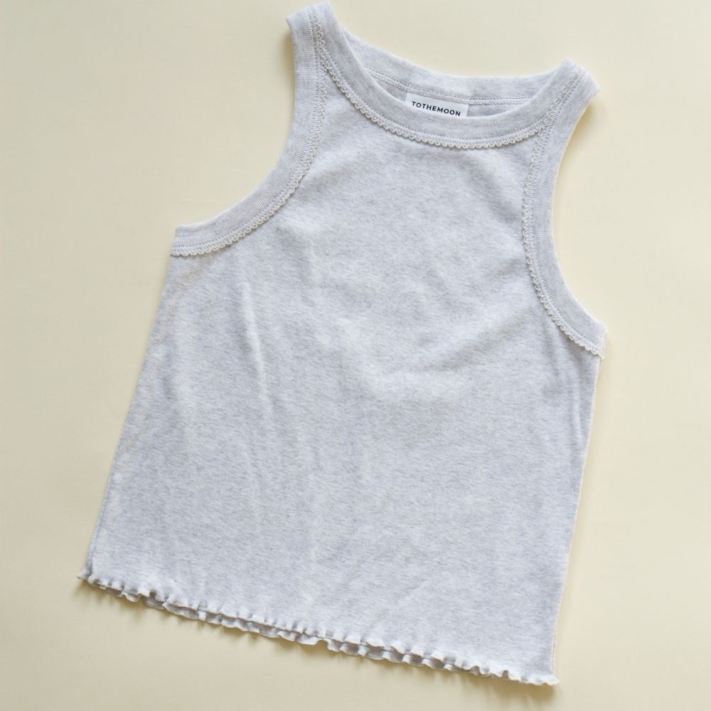 Tothemoon ☾ - Cropped top - Curl finish - Organic cotton - Light grey