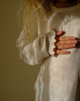 Tothemoon ☾ - Shirt - Wide fit - Long sleeve - Curled ends - Wool & silk - Pointelle