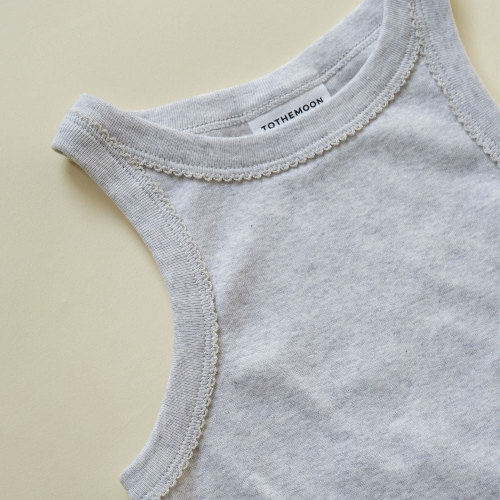 Tothemoon ☾ - Cropped top - Curl finish - Organic cotton - Light grey