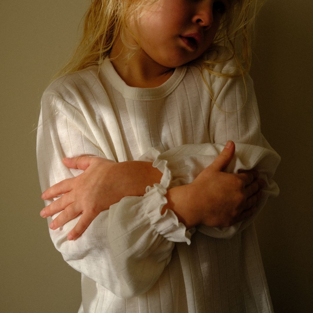 Tothemoon ☾ Tothemoon ☾ - Shirt - Wide fit - Long sleeve - Piquette cuffs - Wool & silk - Pointelle Clothing 86/92