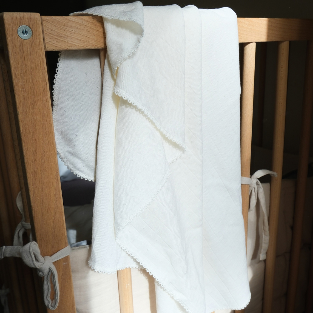 Baby blanket - Wool & silk - Pointelle