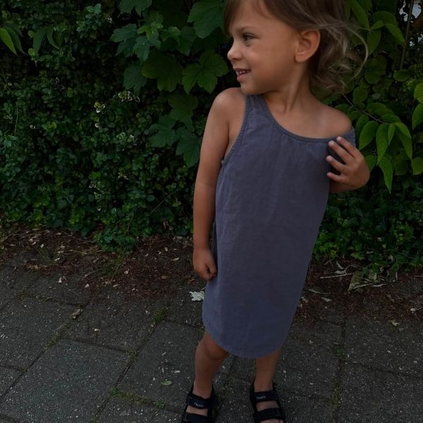 Ziggy dress - V-shaped back - 100% Cotton - Handmade in Holland - Charcoal