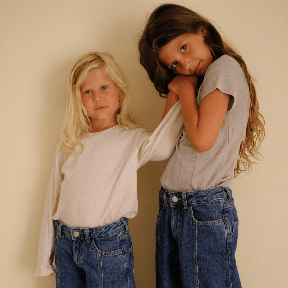 Tothemoon ☾ Tothemoon ☾ - Shirt - Short sleeve - Wool & silk - Needle pattern - Dove Clothing 86/92