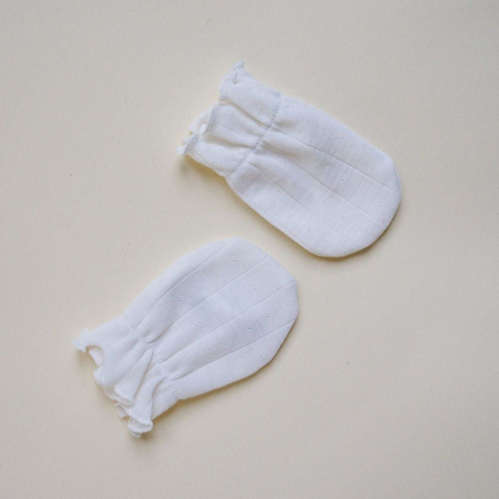 Tothemoon ☾ Tothemoon ☾ - Newborn Scratch Mittens - Wool & Silk - Pointelle Accessoires Default Title