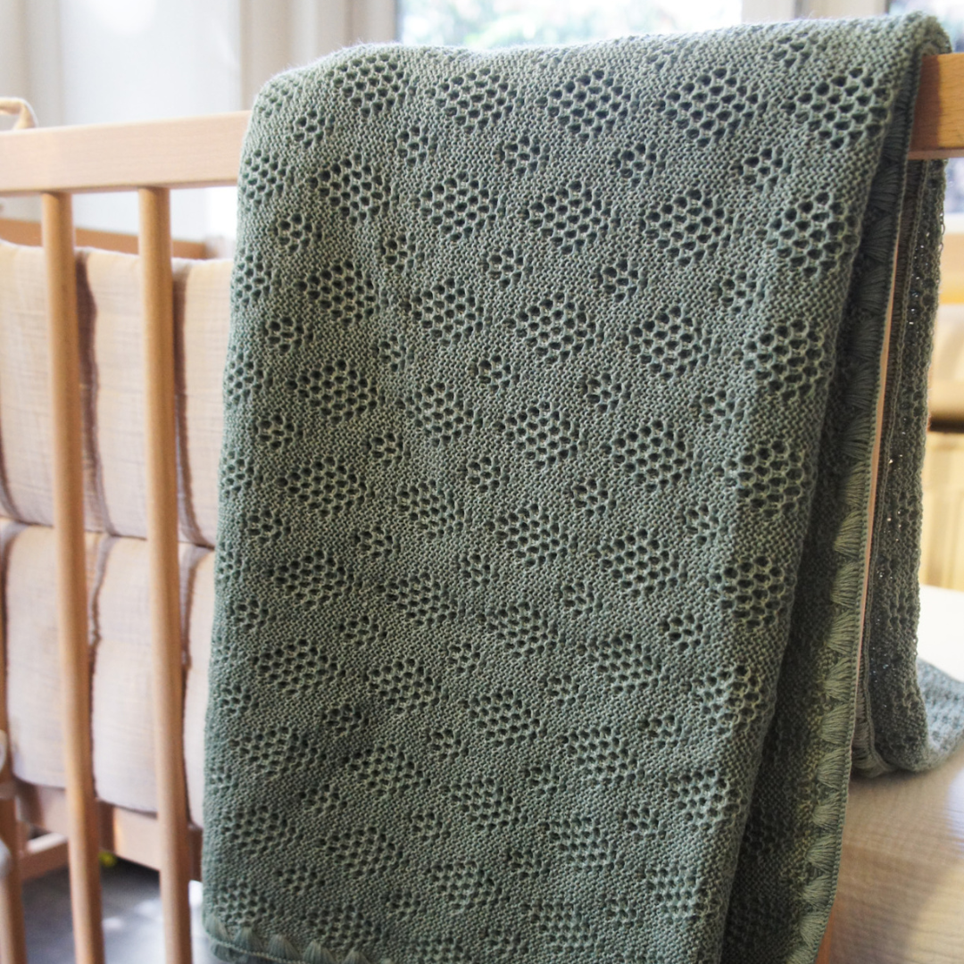 Baby blanket - 100% Merino wool - Sage