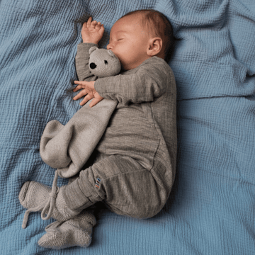 Joha Sleep Suit - 100% Wool - 2 in 1 Foot - Sesame Melange Rompers and suits 40