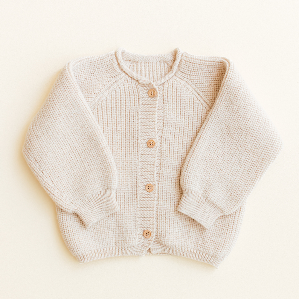 Hvid Hvid - Inga - Cardigan - 100% Merino wool Baby en peuter Cream / 0-3 months