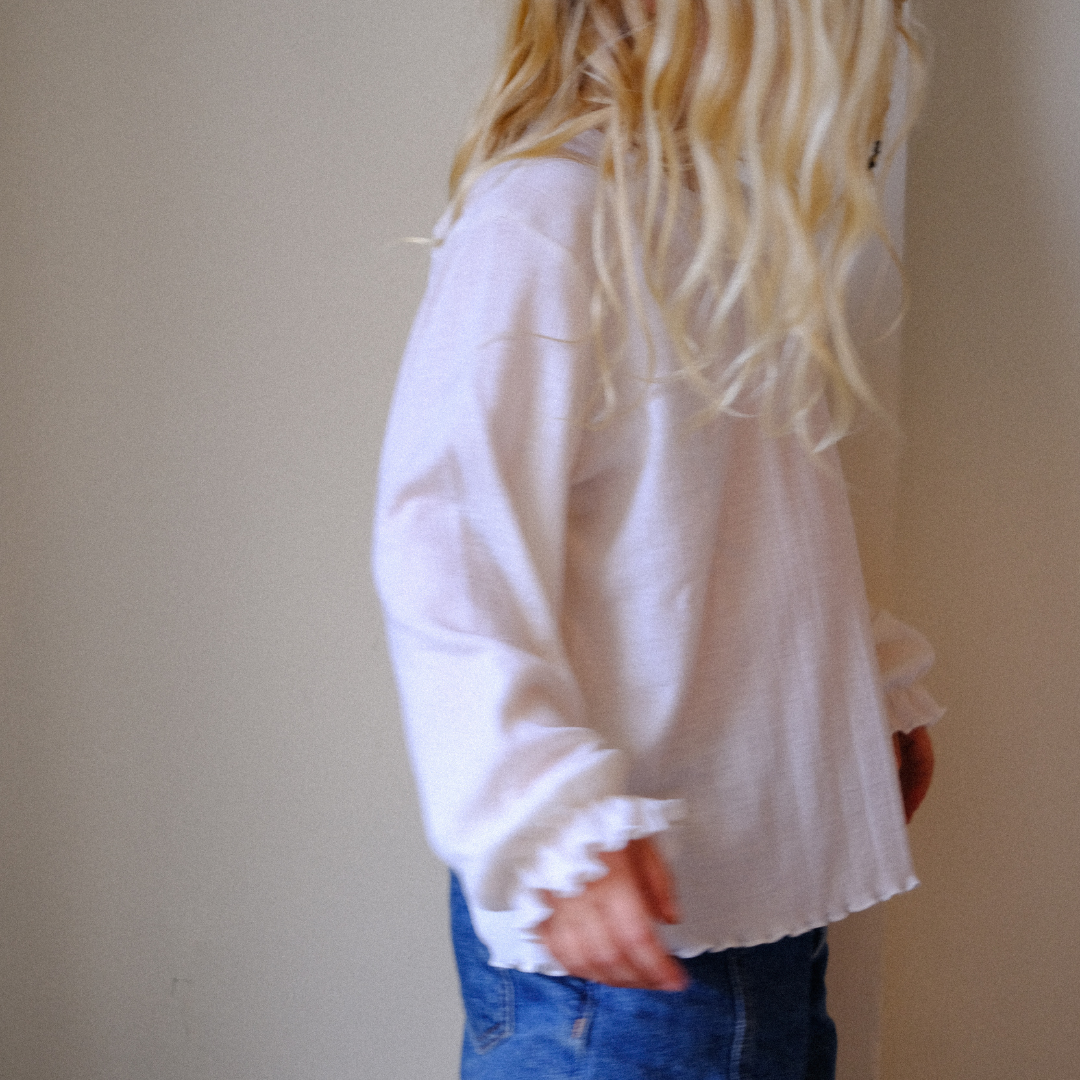 Tothemoon ☾ Tothemoon ☾ - Shirt - Wide fit - Long sleeve - Piquette cuffs - Wool & silk - Pointelle Clothing 86/92