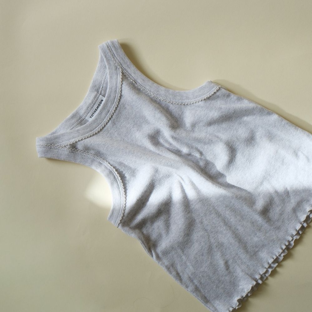 Tothemoon ☾ - Cropped top - Curl finish - Organic cotton - Light grey