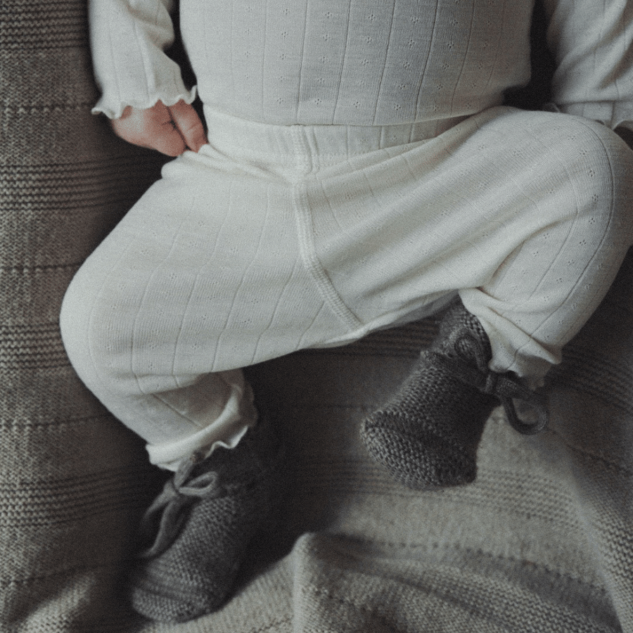 Tothemoon ☾ - Baby pants - Curled ends - Wool & silk - Pointelle