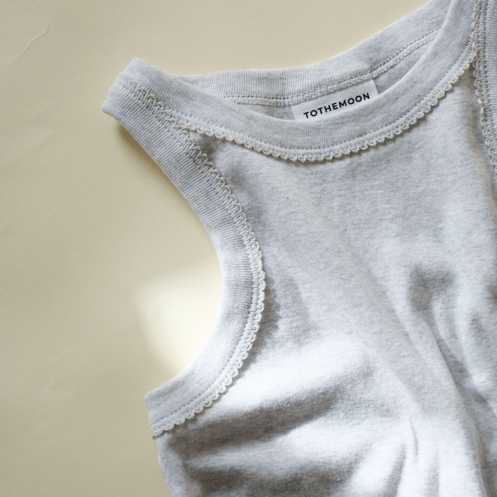 Tothemoon ☾ - Cropped top - Curl finish - Organic cotton - Light grey