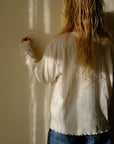 Tothemoon ☾ - Shirt - Wide fit - Long sleeve - Curled ends - Wool & silk - Pointelle