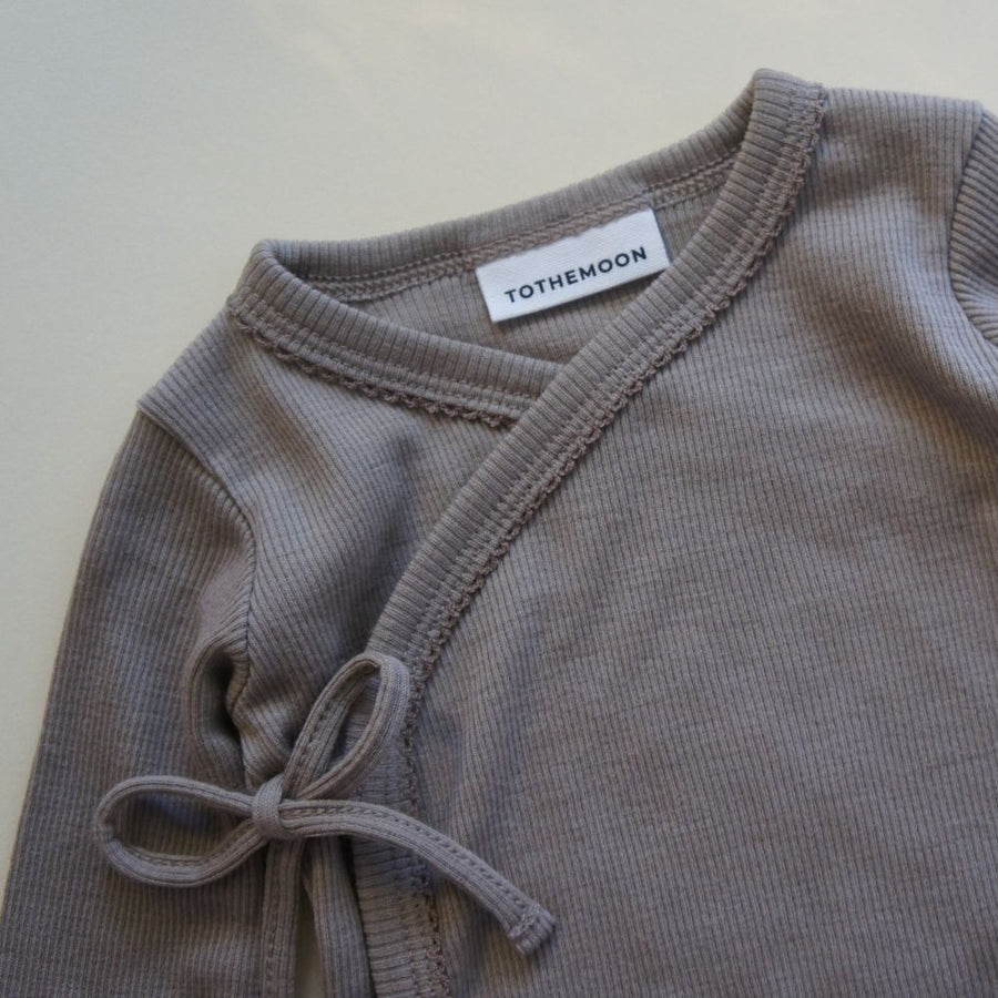 Tothemoon ☾ - Kimono Cardigan - 100% Wool - Rib - Taupe