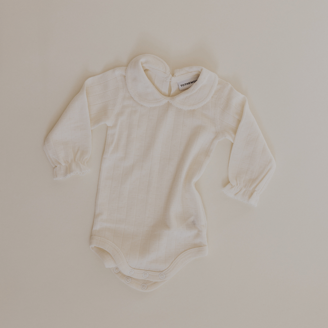 Tothemoon ☾ Tothemoon ☾ - Collar body - Long sleeve - Curled ends - Wool & Silk - Pointelle Clothing 50