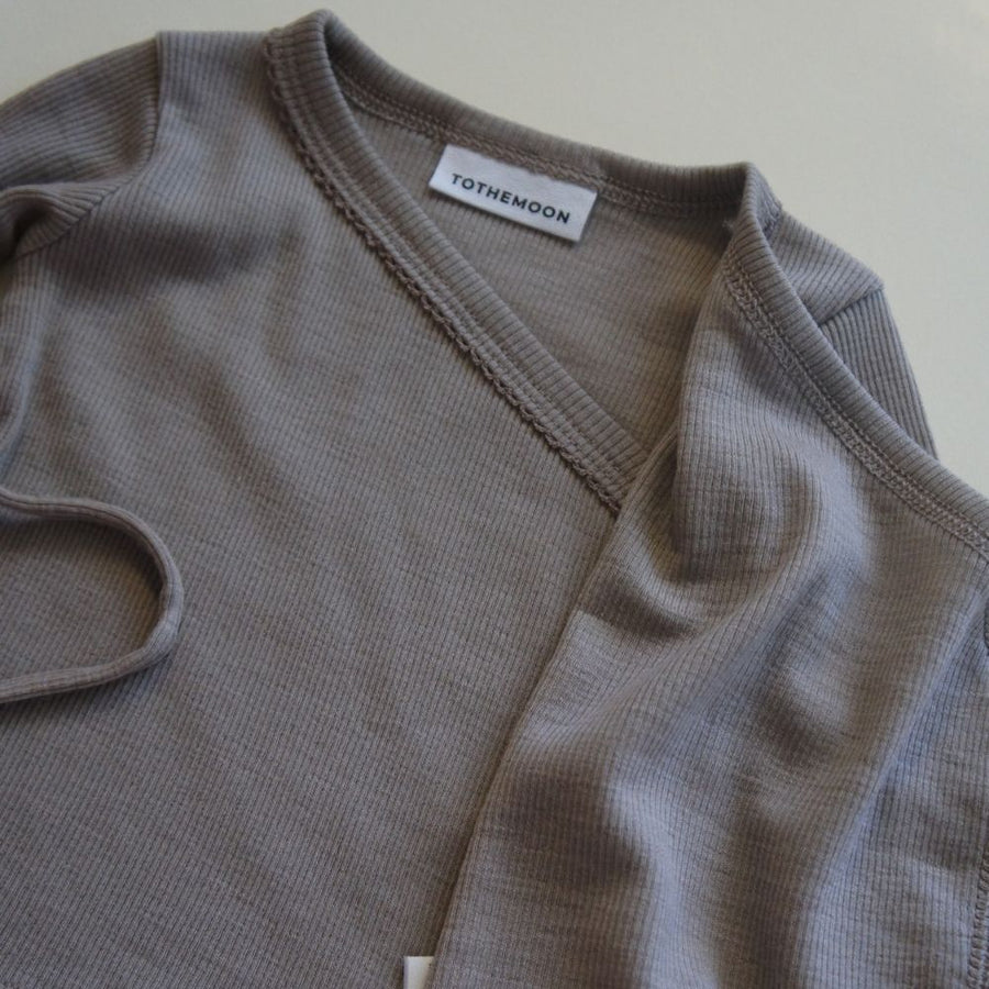 Tothemoon ☾ - Kimono Cardigan - 100% Wool - Rib - Taupe