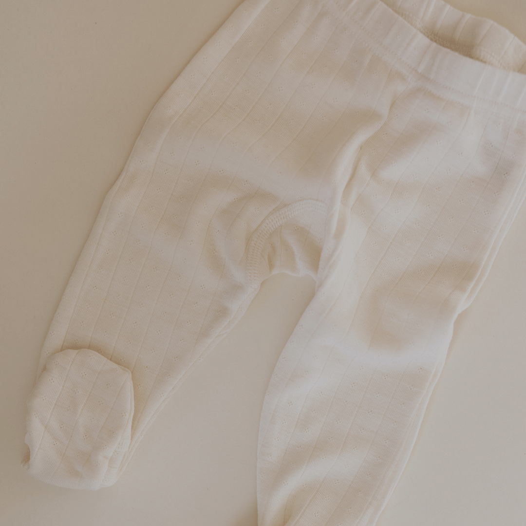 Tothemoon ☾ Tothemoon ☾ - Footed baby pants - Wool & silk - Pointelle Clothing 50