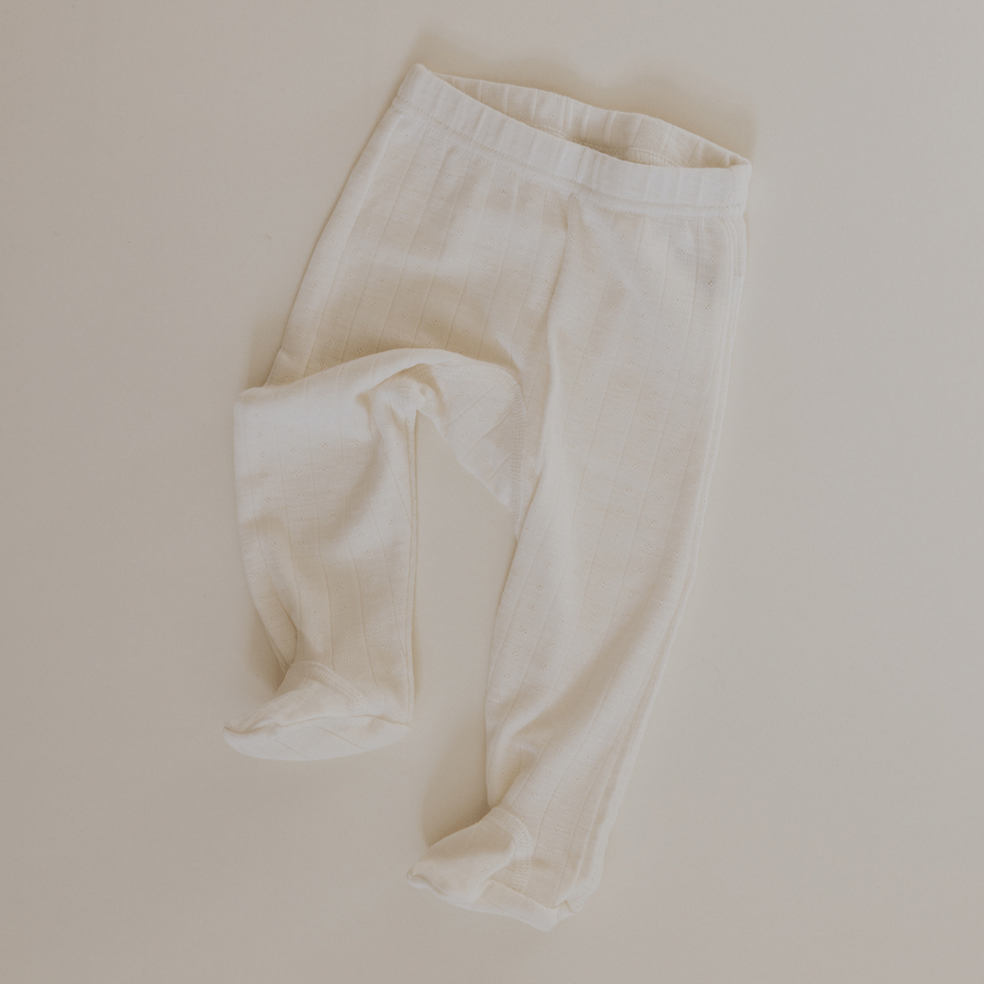 Tothemoon ☾ Tothemoon ☾ - Footed baby pants - Wool & silk - Pointelle Clothing 50
