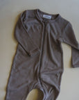 Tothemoon ☾ - Sleep suit - 2 in 1 Foot - With zipper - 100% Wool - Rib - Taupe