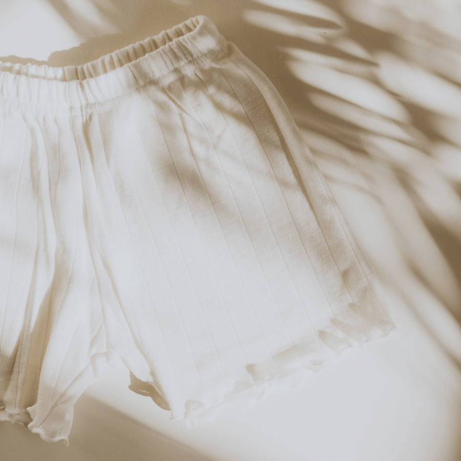 Tothemoon ☾ - Shorts - Korte broek - Curled ends - Wool & silk - Pointelle - Pyjama - Kids pajamas - Zoenvoorgust.com