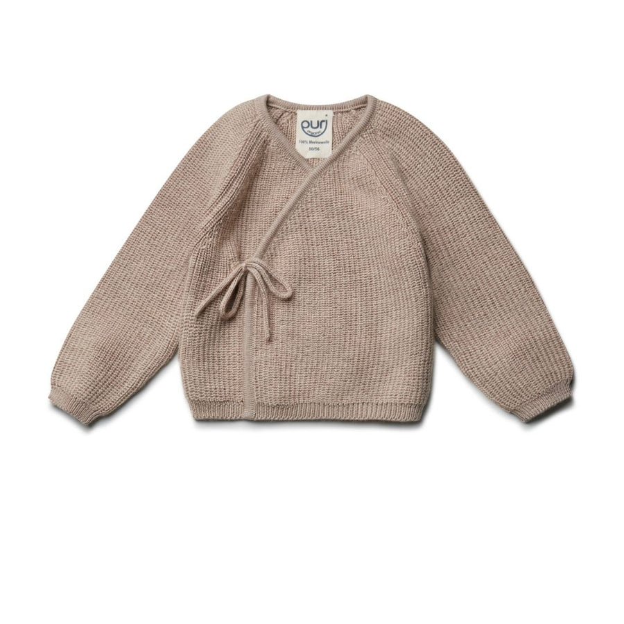 Wrap Around Cardigan - 100% Merino wool - Sand Melange