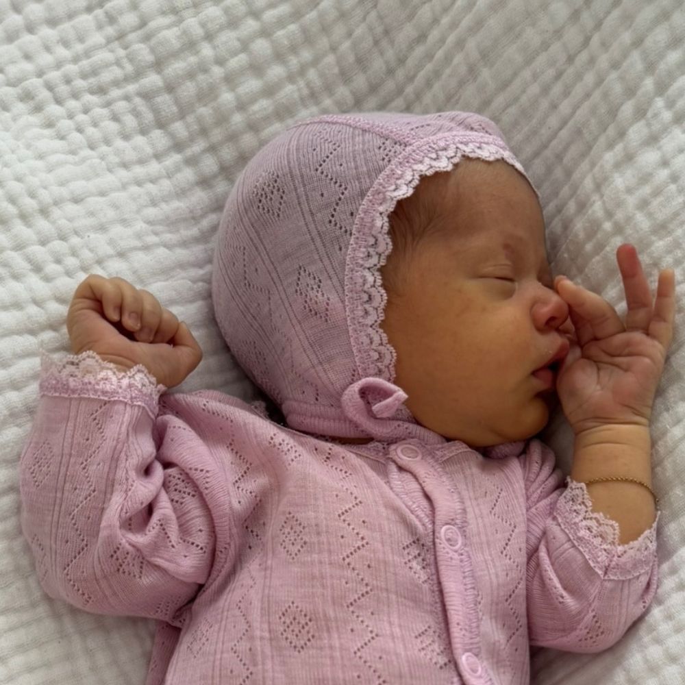 Strikmutsje - Wol & zijde - Pointelle - Roze