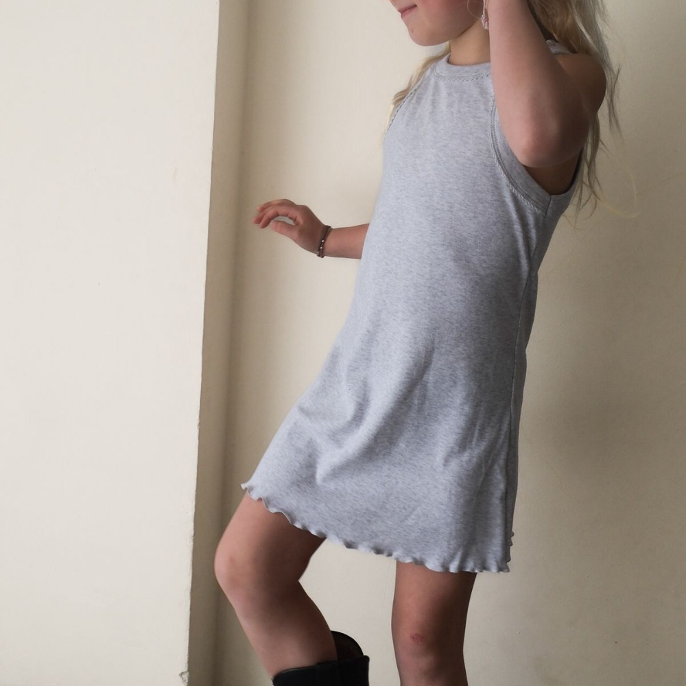 Tothemoon ☾ - Strap dress - Curled ends - Organic cotton - Light grey