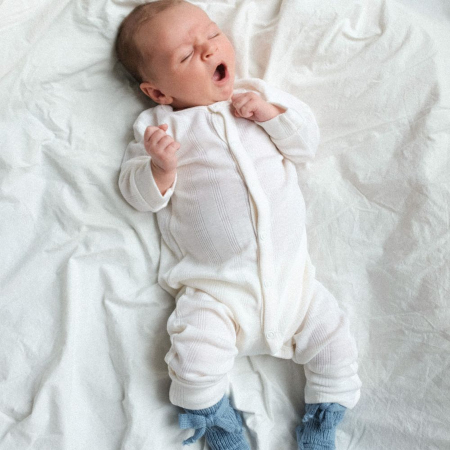 Tothemoon ☾ Tothemoon ☾ - Sleep suit - 2 in 1 Foot - Wool & silk - Needle pattern - Natural Clothing 50