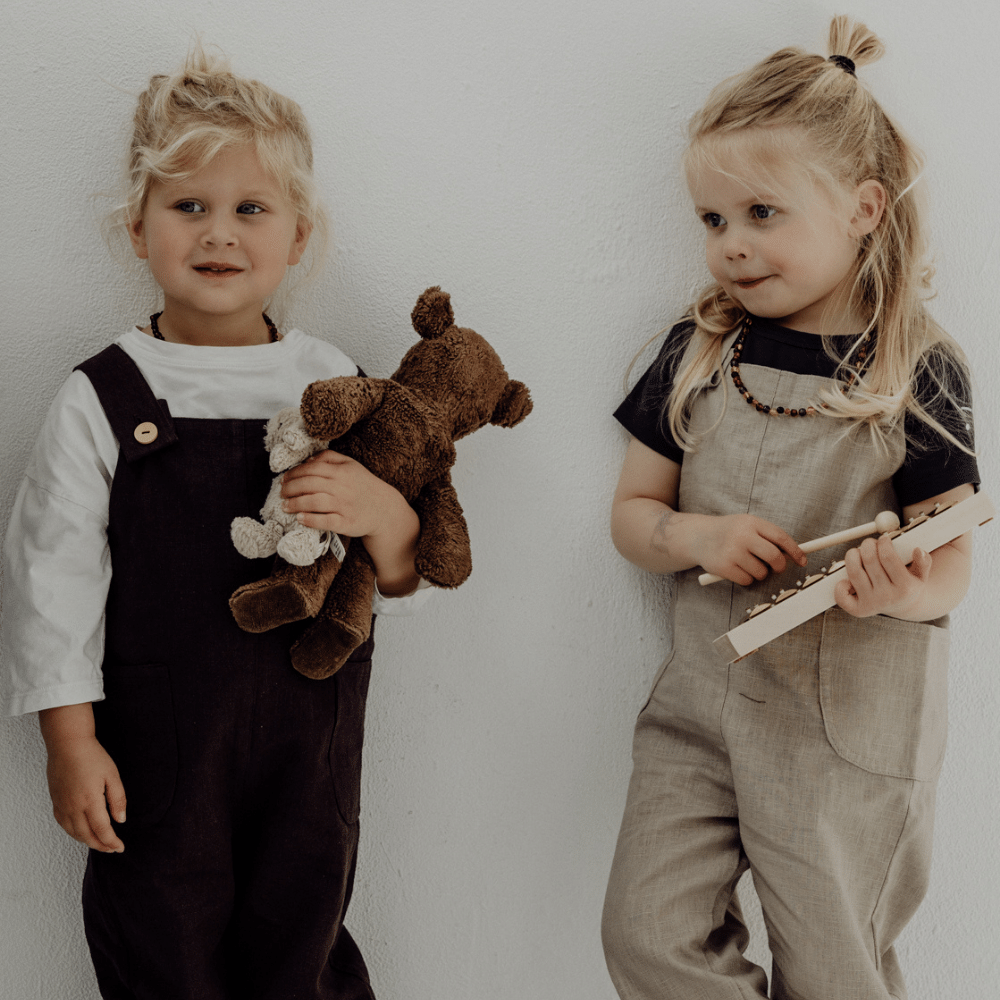 Dungarees - Adjustable - Beige linen