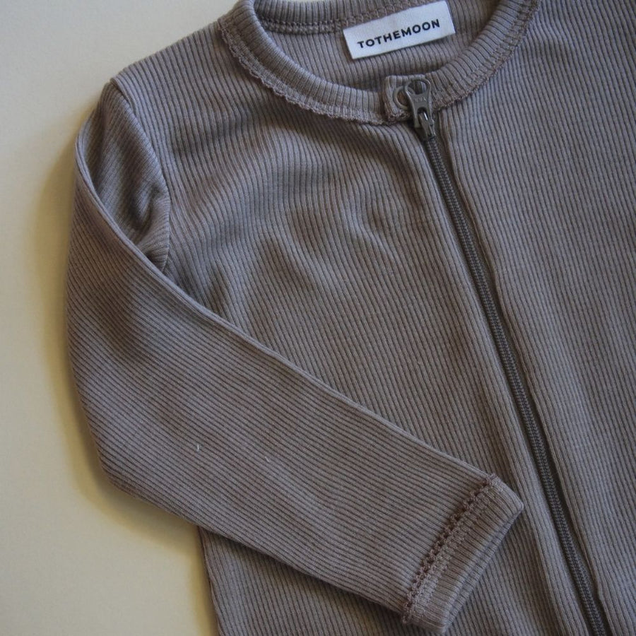 Tothemoon ☾ - Sleep suit - 2 in 1 Foot - With zipper - 100% Wool - Rib - Taupe